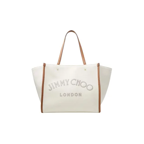 Jimmy Choo Natural Переработанный хлопок Холст Сумка-тоут Сумка для покупок Холст Сумка Сумка на одно плечо Стандартная Женская Экрю