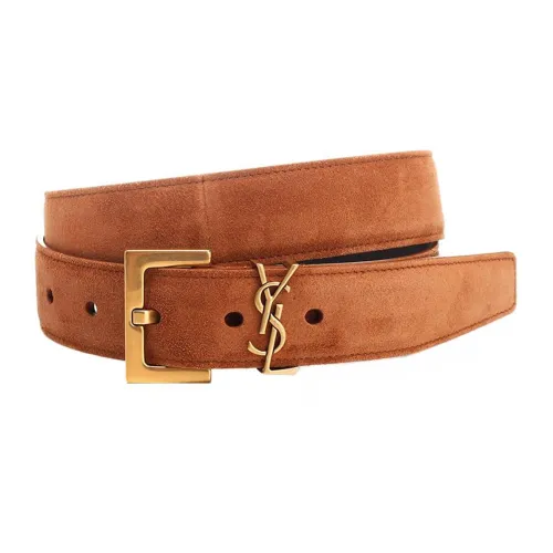 SAINT LAURENT Ремни из коровьей кожи Женские Коричневый Ширина 3 см