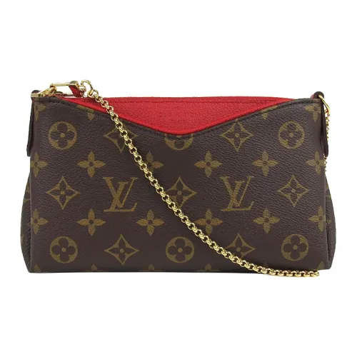 LOUIS VUITTON Pallas Canvas Leather Chain Bag Crossbody Shoulder Bag Women's Brown