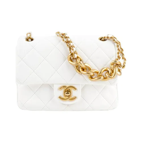 CHANEL Classic Flap CF Lambskin Сумка через плечо Сумка через плечо Мини Женская Белая