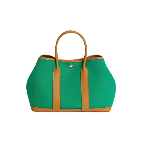 HERMES Garden Party Холст с Epsom Телячья кожа Садовая сумка Женская Мятно-зеленый Кунжут