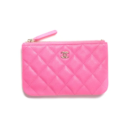 CHANEL 22K Осень и Зима С рельефом Тисненый Телячья кожа с Золотым металлом Сумочка для украшений Клатч Мини Женский Розовый