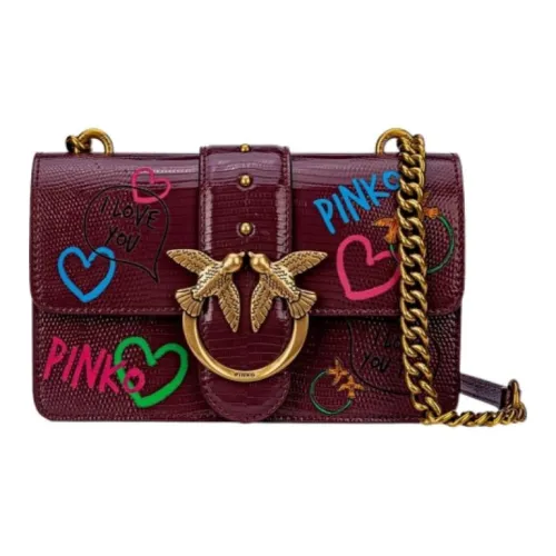 PINKO Love Icon с коровьей кожей сумка через плечо And сумка Swallow мини женская бордовый