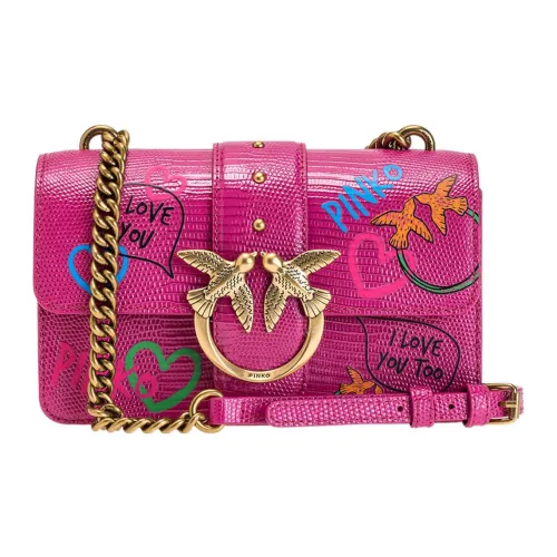 PINKO Love Icon с коровьей кожей и овчиной сумка через плечо мини женская розово-красная