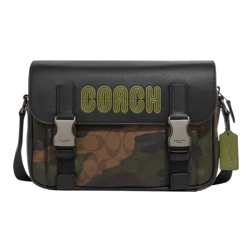 COACH Сумка через плечо из коровьей кожи с пэчворком среднего размера мужская с монограммой и яшмой