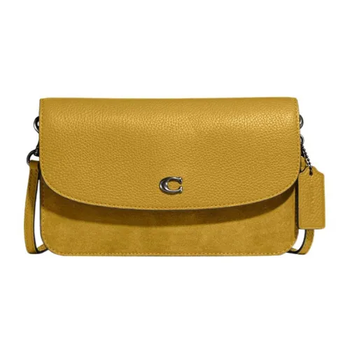 COACH Hayden Полированная кожа с замшей сумка через плечо маленькая женская светло-желтая