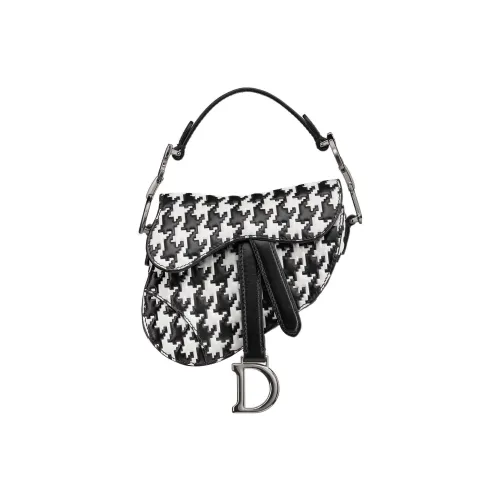 DIOR Корова Кожа Saddle Сумка Сумка через плечо Экстра Мини Сумка Женская Черная Белая
