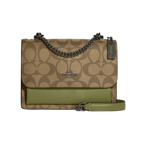 COACH Klare Холст и кожа Сумка с цепочкой Сумка через плечо Мини Женская Яшма и Монограмма
