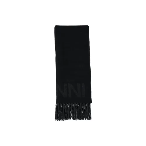 GANNI Шарфы из шерсти Wool Knit Черный Унисекс