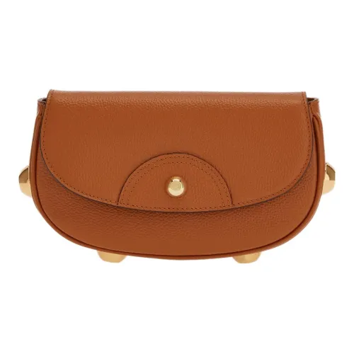 FERRAGAMO GLAM Hammered Текстура Коровья кожа Одно плечо Через плечо Бананка Мини Женские Коричневый