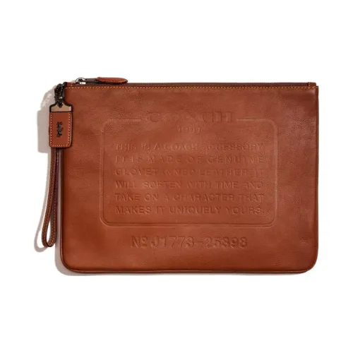 COACH Pouch Перчаточная дубленая кожа Запястье Сумка Клатч Большой Женские Седло