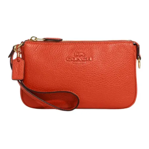 COACH Nolita Утонченный Pebble Коровья кожа Плечевая сумка Сумка Клатч Средний Женский Манго Красный