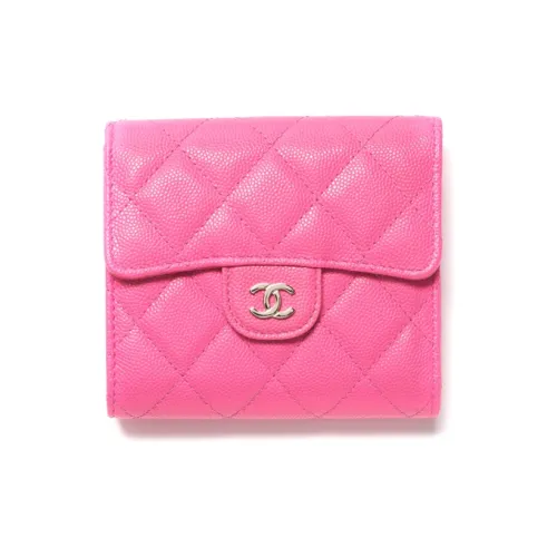 CHANEL 22K Осенний и Зимний Блестящий Икорный Телячья кожа Кошелек Маленький Женский Розовый