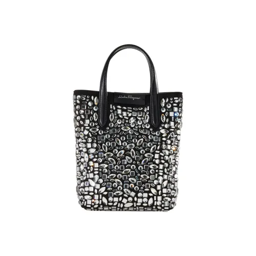 FERRAGAMO GANCINI Сумка через плечо из коровьей кожи с тканью мини-сумка для женщин черная