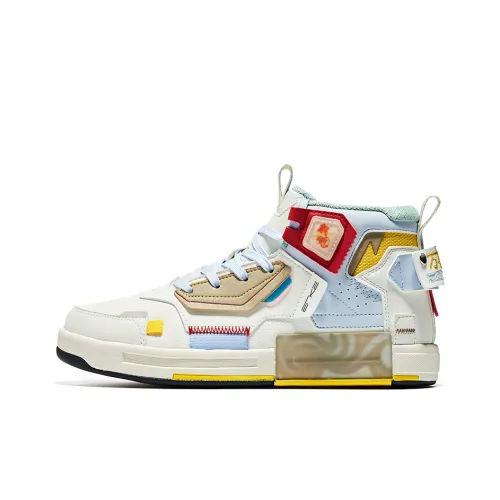 Erke Gintama The Odd Bullet High Топ Скейтборд Кроссовки Женские Белые Серые Синие