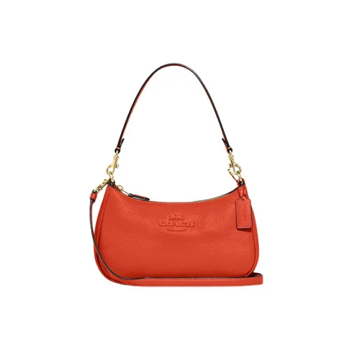 COACH Teri Пескоструйная кожа Сумка через плечо Портативная Сумка через плечо Женская Оранжевая Красная