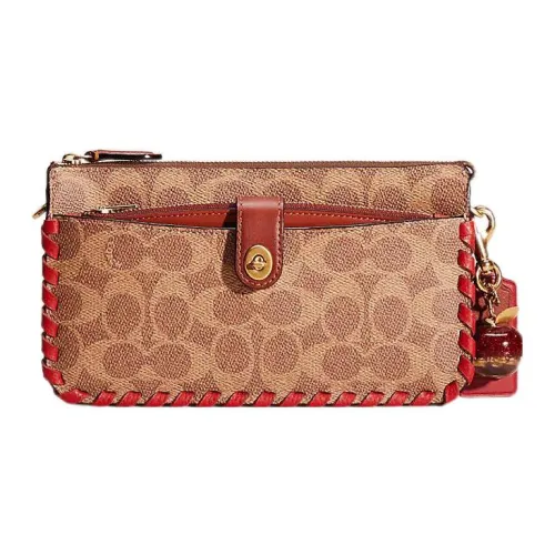 COACH NOA POP Up Холст с кожей And Телячья кожа Сумки через плечо Маленькие Женские Коричневый Ржавый