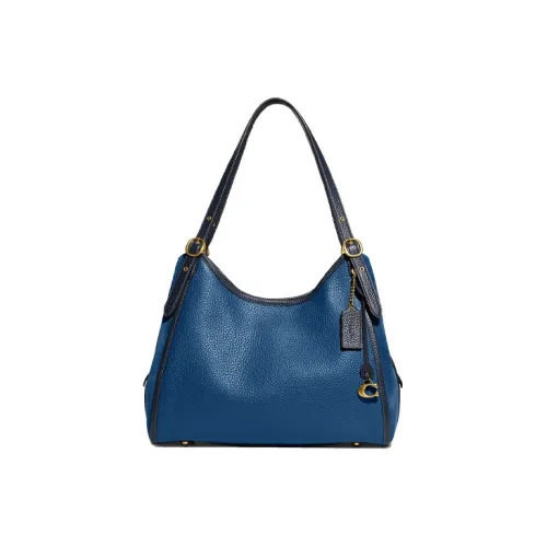 COACH Lori Мягкий GRAIN LEATHER And Suede Сумка на плечо Сумка Сумка через плечо Средний Женский Темно-синий