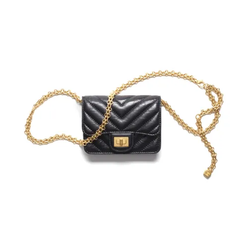 CHANEL 22K Осенний и Зимний Телячья кожа Бананка Женская Черная