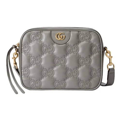 GUCCI GG Matelassé Кожа Camera Сумка Маленькая Квадратная Сумка Сумка через плечо Сумка Маленькая Женская Серый