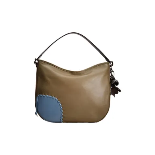 COACH Tabby Гладкая кожа Сумка через плечо Сумка на плечо Большая женская Армейский зеленый и синий