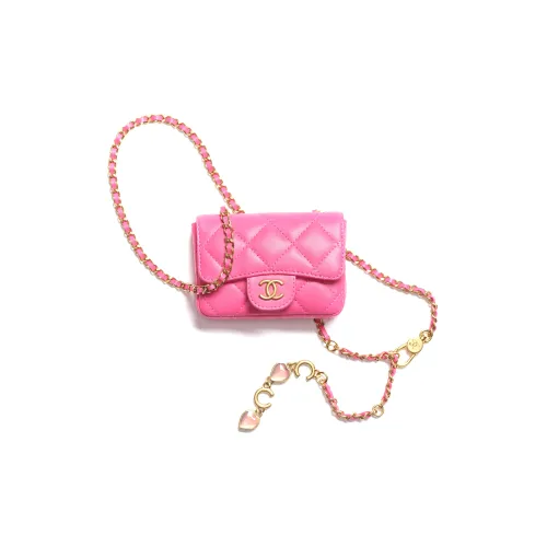 CHANEL 22K Осенний и Зимний Овечья кожа и эмаль с металлической отделкой Бананка Женская Розовая