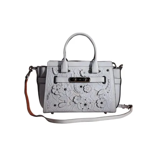 COACH Swagger Кожа Сумка Сумка через плечо Сумка через плечо Большая Женская Светло-Синяя