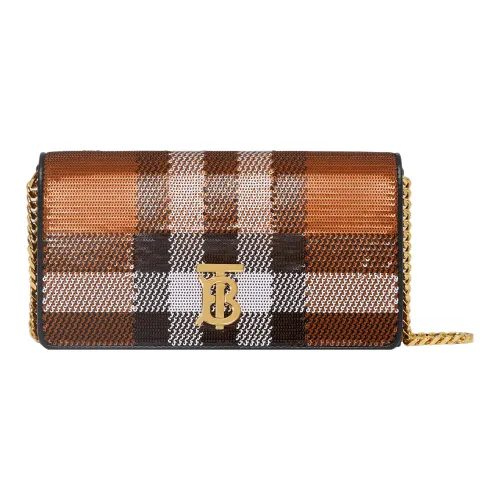 Burberry Lola Сумка Хлопок Телячья кожа Детали Сумка через плечо Кошелек Женская Березовая листва Коричневый