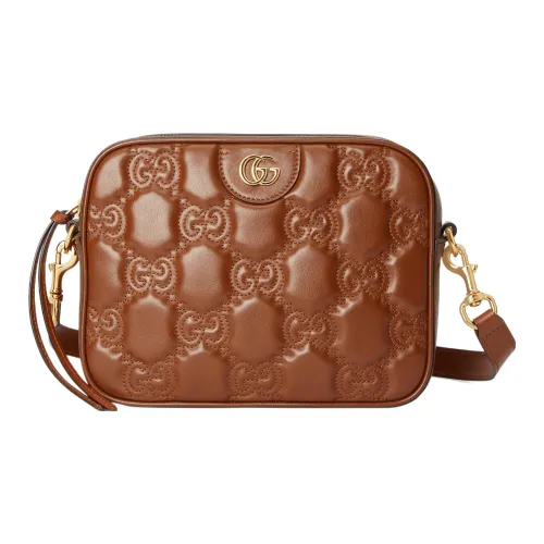 GUCCI GG Matelassé Кожа Camera Сумка Маленькая Квадратная Сумка Сумка через плечо Сумка Маленькая Женская Светло-Коричневая