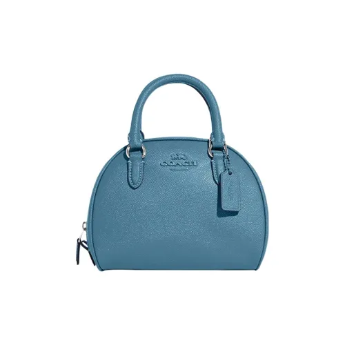 COACH Sydney Крестообразная текстура кожа через плечо сумка маленькая женская сумка тихоокеанский синий
