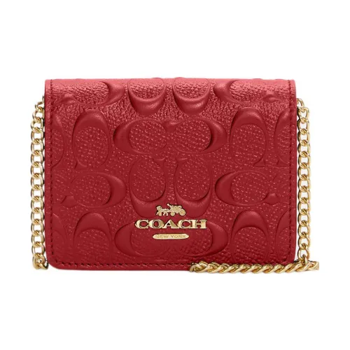 COACH Гладкая телячья кожа с гладкой кожей сумка через плечо кошелек мини женский красный