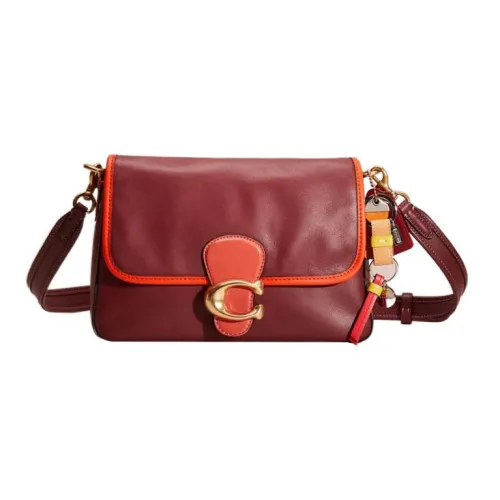 COACH Soft Tabby Гладкая кожа Сумка через плечо Сумка на плечо Большая Женская Deep Berry