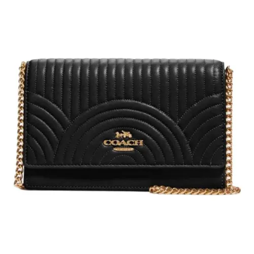 COACH KlareFlap Quilted кожа через плечо сумка бананка маленькая женская черная