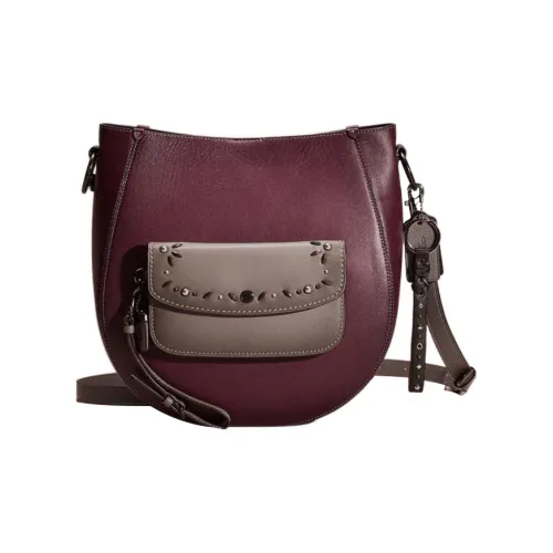 COACH Maddy Многоцветный Дубленая кожа Перчаточная сумка через плечо Большая Женская Малиновый и Серый