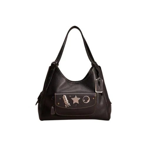 COACH Lori Каменная кожа Сумка через плечо Большая Женская Черная