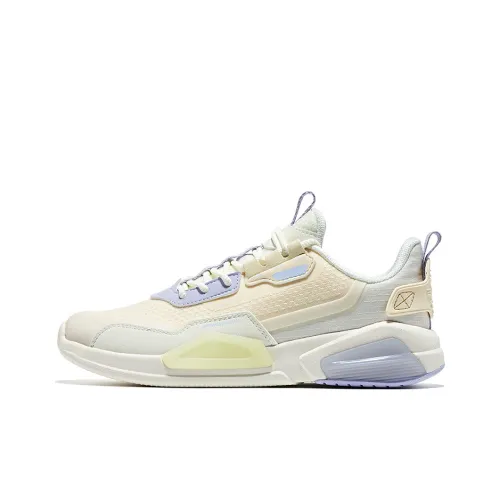 Erke FLOATING And Fluttering Аbrasion-Resistant Дышащий Низкий Топ Беговые кроссовки Женские Oak Buds Белый Свет Lilacs