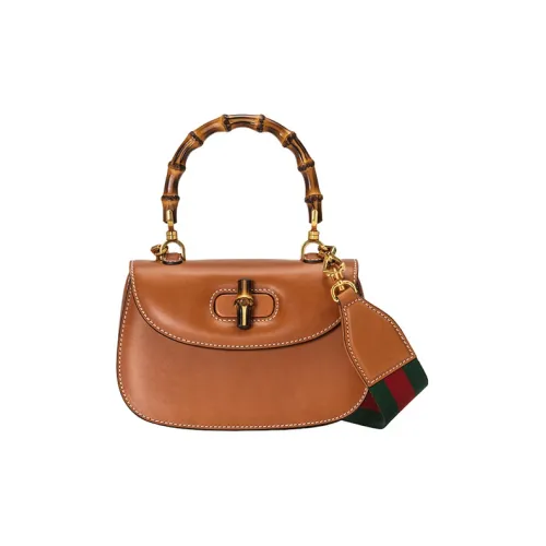 GUCCI Bamboo 1947 Кожа Сумка через плечо Сумка Маленькая Женская Коричневая