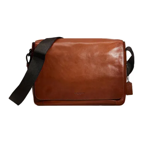 COACH Metropolitan Спортивная кожаная сумка-портфель сумка через плечо мужская седло цвет