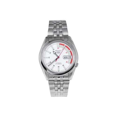 SEIKO Автоматический Механический Механизм Нержавеющая Сталь Ремешок Часы Мужские Белый Циферблат