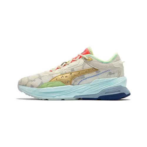 PUMA Slip-resistant Abrasion-resistant Breathable Low-Top Running Shoes Unisex Beige White Blue PUMA Противоскользящие Устойчивые к истиранию Дышащие Низкие Беговые Кроссовки Унисекс Бежевый Белый Синий