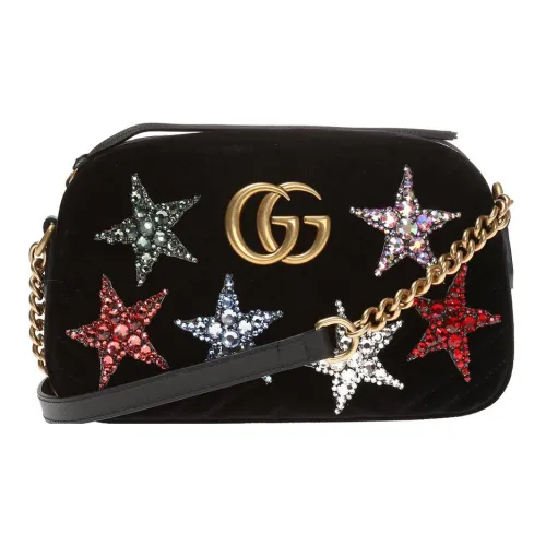 GUCCI GG Marmont Вельвет Camera Сумка Сумка через плечо Маленькая Женская Черная