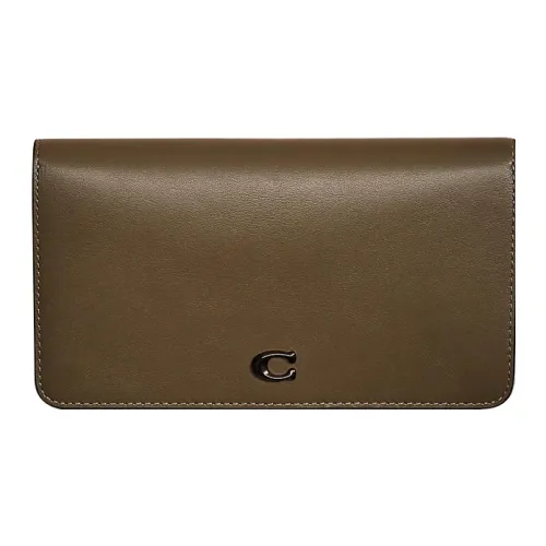 COACH Slim Wallet Утонченный Кожа Клатч Кошелек Женские Армейский зеленый