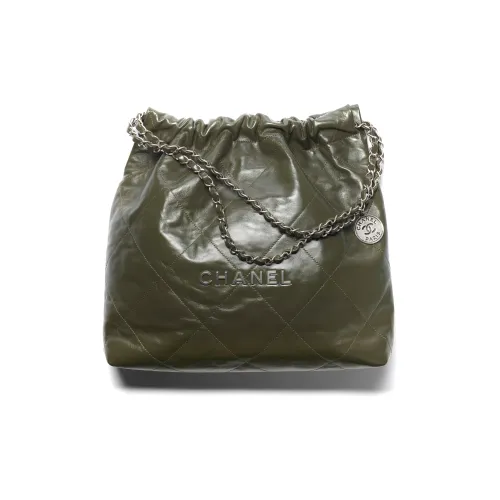 CHANEL 22K Осенний и Зимний 22Bag Телячья кожа Тоут Сумка Сумка для покупок Сумка Сумка через плечо Средняя Женская Армейский зеленый
