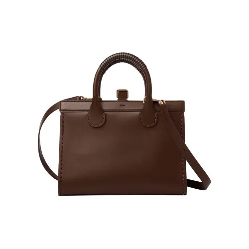 Chloe Edith Яркий Телячья кожа Тоут Сумка Сумка для покупок Сумка через плечо Сумка Средний Женская Коричневый