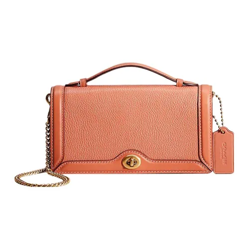 COACH Riley Полированная галечная кожа с утонченной кожей маленькая сумка женский светло-персиковый