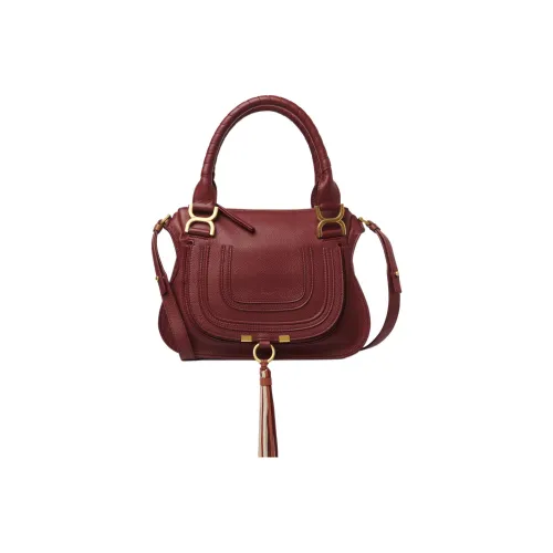 Chloe Marcie Замша Телячья кожа And Nappa Овечья кожа Сумка через плечо Сумка Маленькая Женская Бургунди