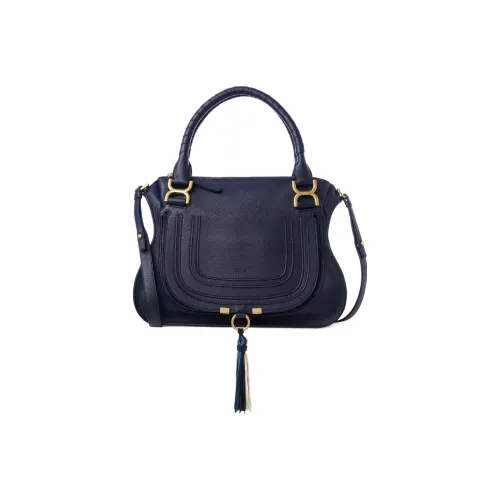 Chloe Marcie Замша Коровья кожа с Наппа Овечья шкура Сумка через плечо Сумка Средний Женские Темно-синий