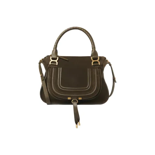 Chloe Marcie Замша с рельефной телячьей кожей Сумка через плечо Сумка среднего размера Женская Оливково-зеленая