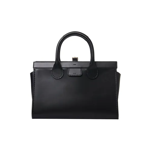 Chloe Edith Яркий Телячья кожа Тоут Сумка Сумка для покупок Сумка Большая Женская Черная