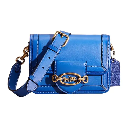 COACH Hero Перчаточная дубленая кожа Сумка через плечо Маленькая Женская Синяя